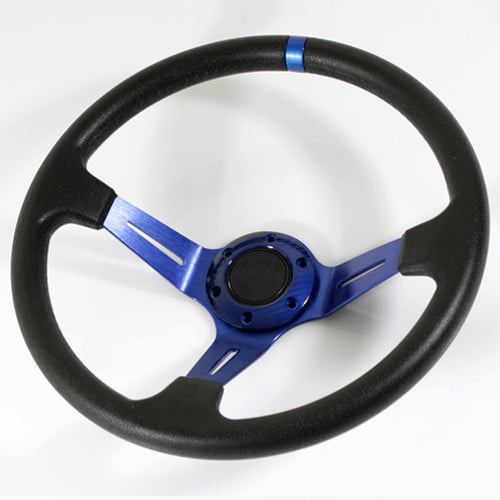 350mm Universal 6-Bolt Black PVC Leather Drift Racing Steering Wheel